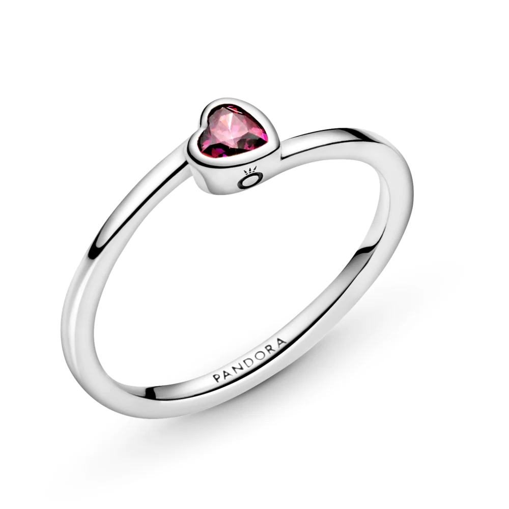 Pandora Red Tilted Heart Solitaire Ring